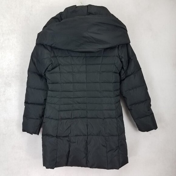 NEW Cole Haan Size XS Taffeta Down Zip up Puffer Coat Shawl Hood/Collar in Black - Picture 4 of 16